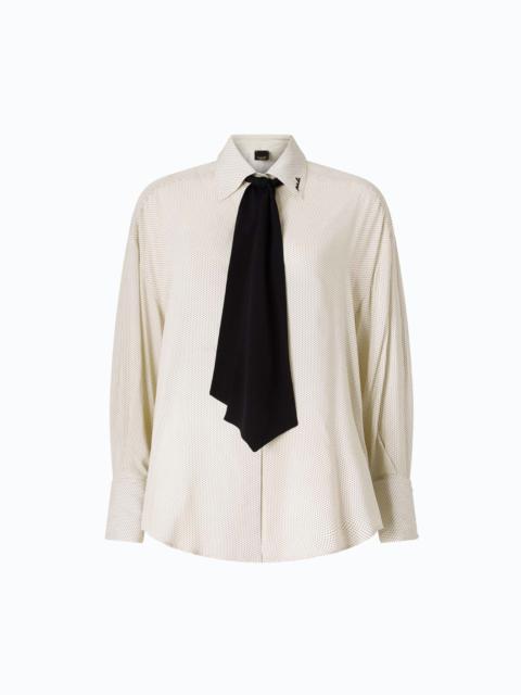 PINKO POPLIN SHIRT WITH REMOVABLE TIE AND POLKA DOTS