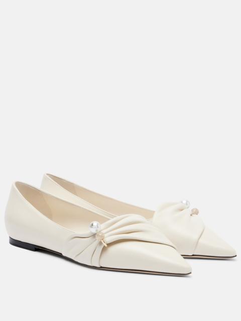 JIMMY CHOO Rafi embellished leather ballet flats