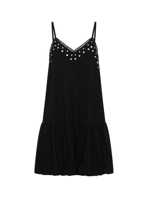 ONE TEASPOON Eyelet Cotton Bubble Hem Mini Dress - Black