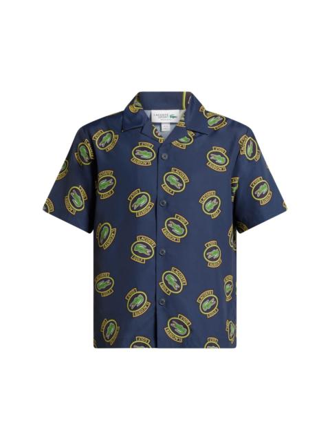LACOSTE logo-print camp-collar shirt