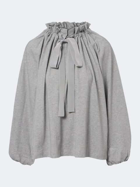 PATOU Bow-detail gathered cotton jersey top