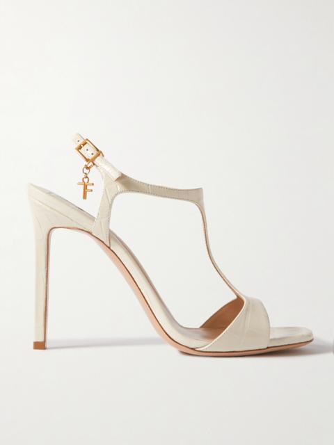 TOM FORD Angelina Logo-embellished Croc-effect Leather Sandals