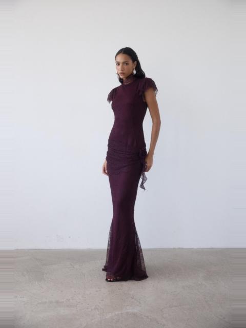 De La Vali SILENTIUM MAXI DRESS IN MAROON LACE