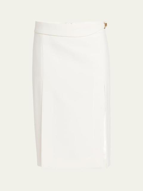 FERRAGAMO Twist-Lock Belted Slit Pencil Skirt