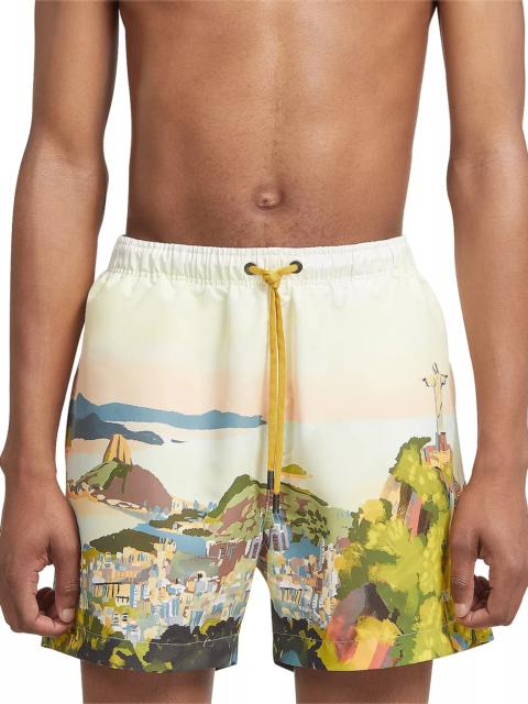 Rio de Janeiro Watercolor Swim Shorts