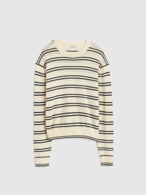 Madewell Striped Textured-Stitch Crewneck Sweater in 100% Cotton