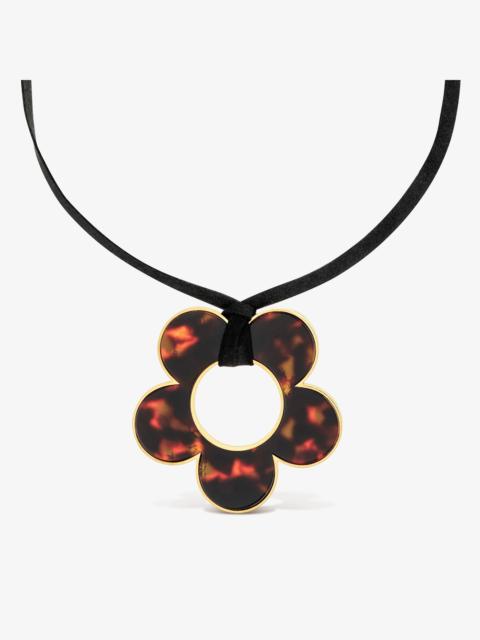 TOUS 40 mm gold-colored steel, tortoiseshell resin and black cord flower Necklace TOUS Galaxy