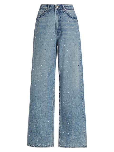 rag & bone Women's Logan Rhinestone Featherweight Wide-Leg Jeans - Margo Jewel