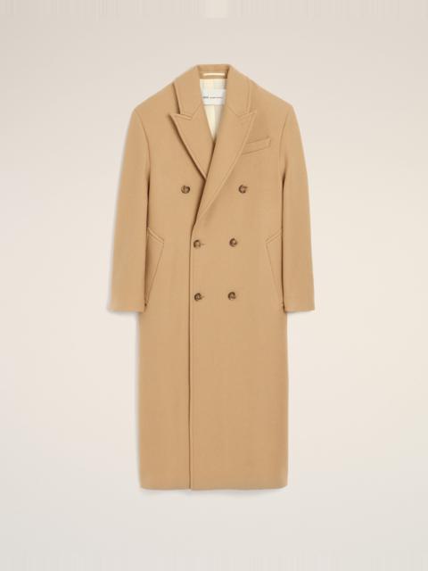 AMI Paris LONG BEIGE DOUBLE-BREASTED WOOL COAT