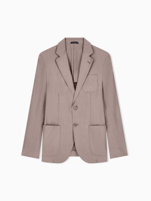GIORGIO ARMANI UPTON LINE SINGLE-BREASTED JACKET IN WASHED SILK