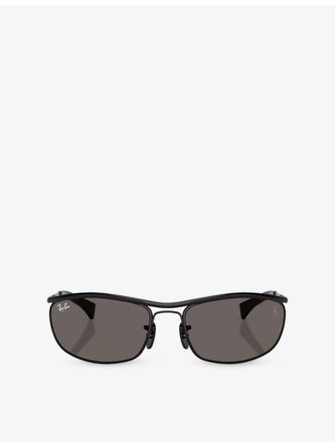 Ray-Ban RB3819M Scuderia Ferrari Oval-Frame Metal Sunglasses