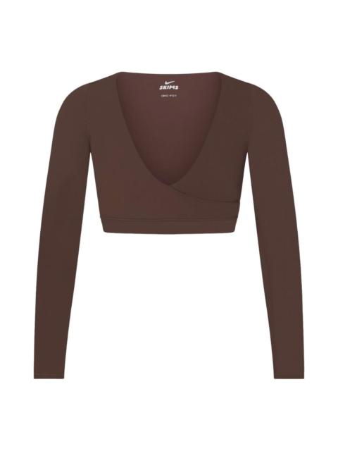 Nike (WMNS) Nike x SKIMS Matte Wrap Long Sleeve Cropped Top 'Dark Sepia' LSLSL9692W-DSP