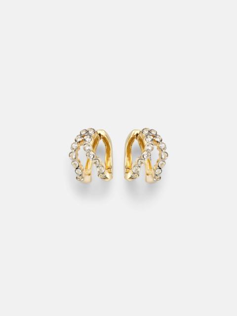 MATEO Wave 14kt gold (585/1000) huggie earrings with diamonds