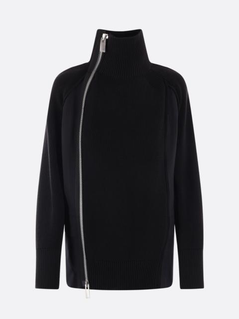 sacai DOUBLE-BREASTED GRAIN DE POUDRE AND KNIT JACKET