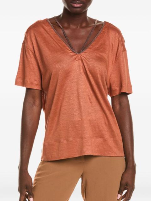 Brunello Cucinelli embellished V-neck T-shirt