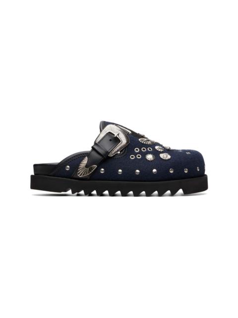 TOGA VIRILIS SSENSE Exclusive Navy & Black Eyelet Metal Sabot Slip-on Loafers