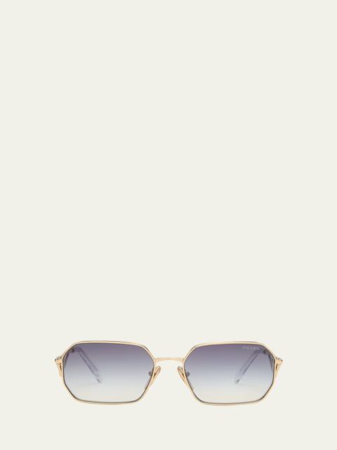 Prada Men's Steel Rectangle Sunglasses