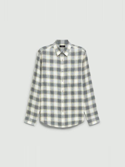 Theory Irving Shirt in Ombré Check Linen