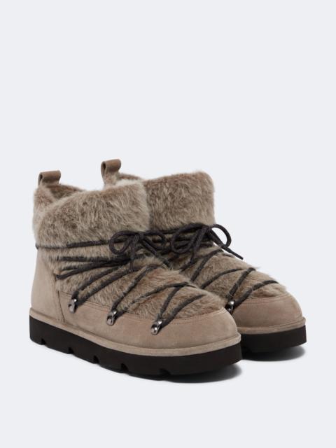Brunello Cucinelli Shearling and suede snow boots