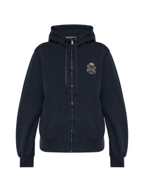 Dolce & Gabbana logo-patch zip-up hoodie