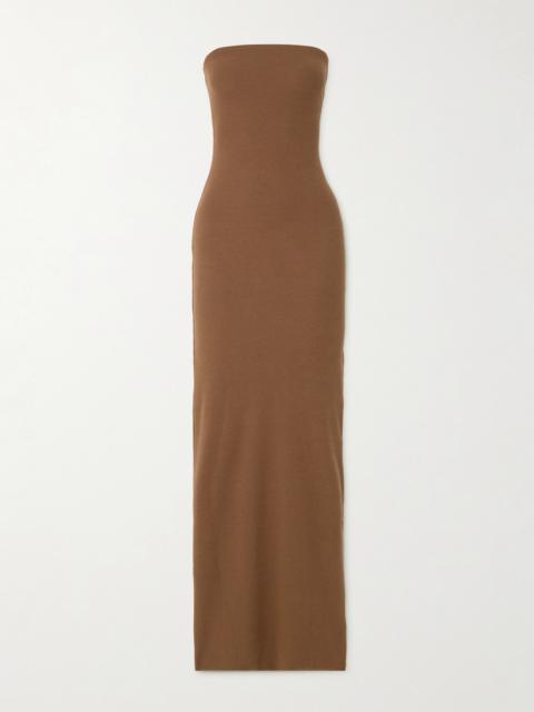 ÉTERNE Strapless Ribbed Stretch-jersey Maxi Dress