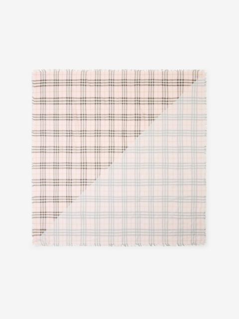 Check Wool Silk Scarf