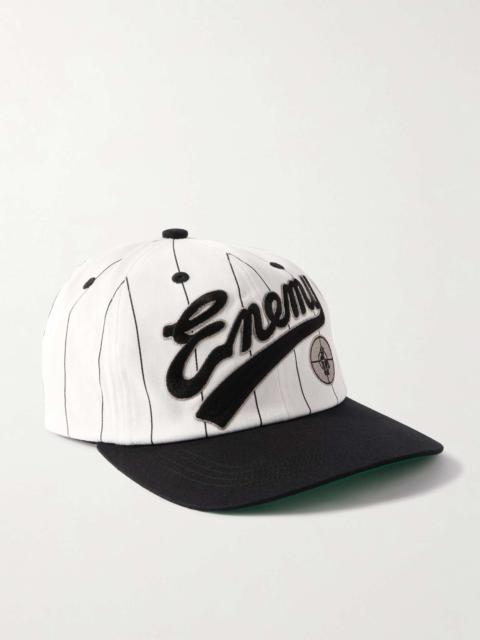 + Public Enemy Logo-Appliquéd Striped Cotton-Twill Baseball Cap