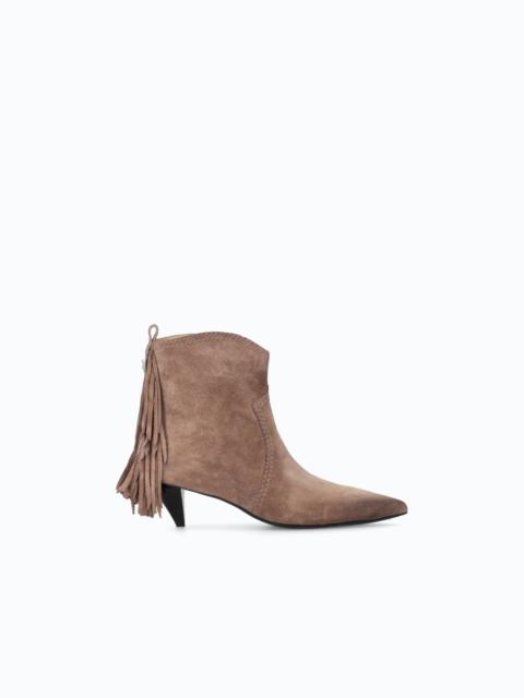 PINKO SUEDE ANKLE BOOTS WITH HEEL AND FRINGING