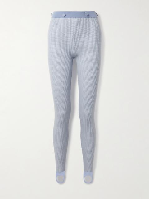 GUEST IN RESIDENCE Speed Skate Button-embellished Striped Ribbed Merino Wool-blend Stirrup Leggings