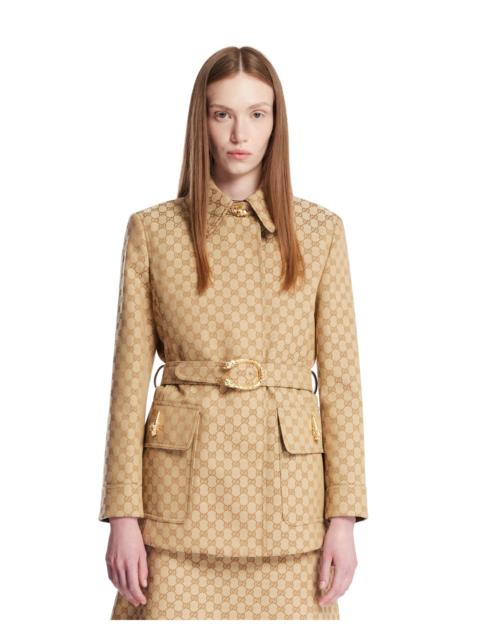 GUCCI Beige GG Belted Jacket