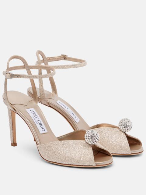 JIMMY CHOO Sacora 85 glitter peep-toe sandals