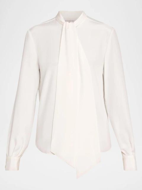 Lafayette 148 New York Tie-Neck Silk Georgette Blouse
