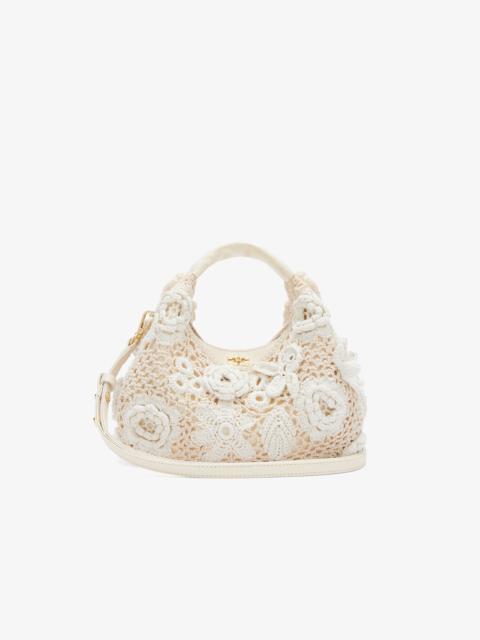 GANNI MINI HOBO BAG IN WHITE CROCHET