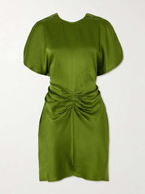 Victoria Beckham Gathered satin mini dress Green