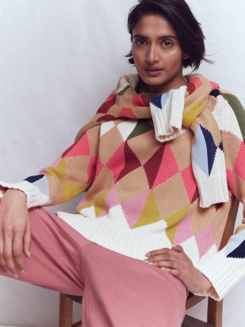 BODEN Camilla Cotton Argyle Sweater-Multi Argyle