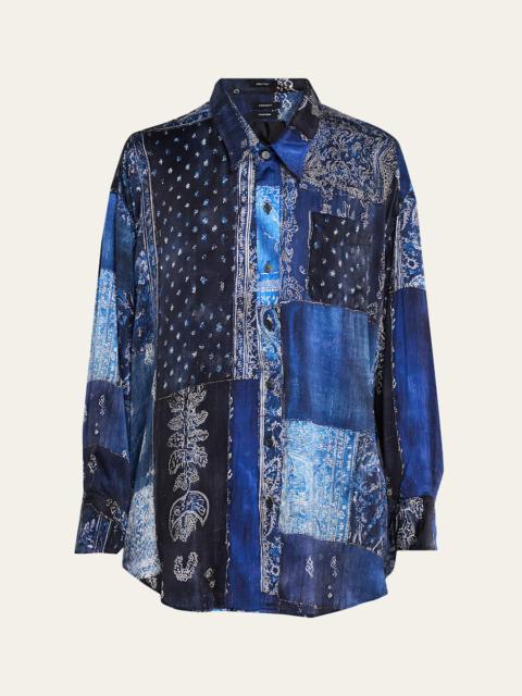 R13 Long-Sleeve Silk Patchwork Shirt