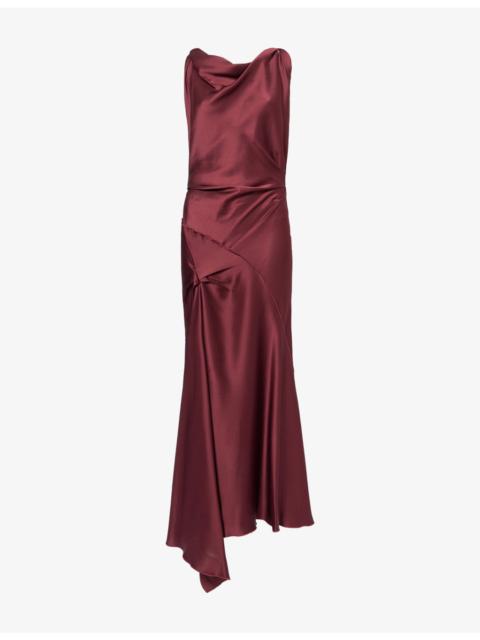 Victoria Beckham Posy Asymmetric Woven Midi Dress