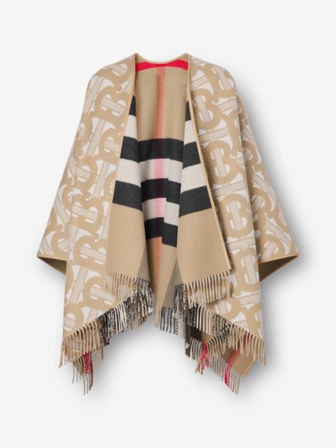 Burberry Reversible Monogram Wool Cashmere Jacquard Cape Reversible 6263