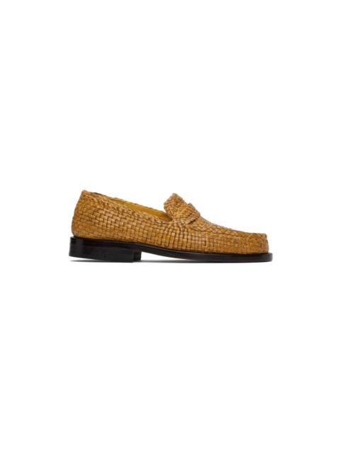 Marni Orange Basket-Woven Loafers