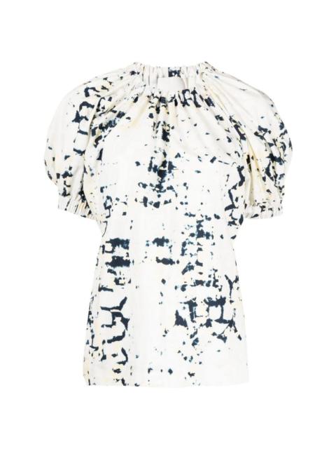 Kaleidoscope puff-sleeve blouse