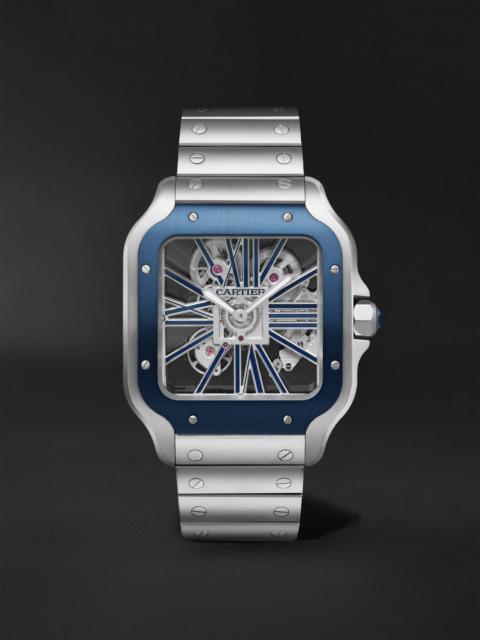 Cartier Santos de Cartier Limited Edition Hand-Wound Skeleton 39.8mm Interchangeable Steel and Rubber Watch,