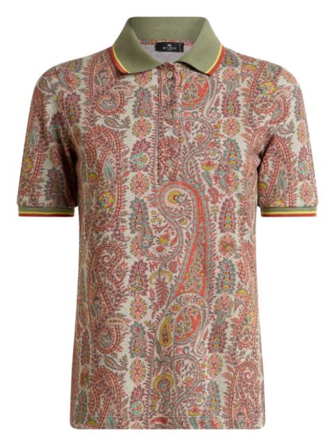 Etro leafy paisley cotton polo shirt