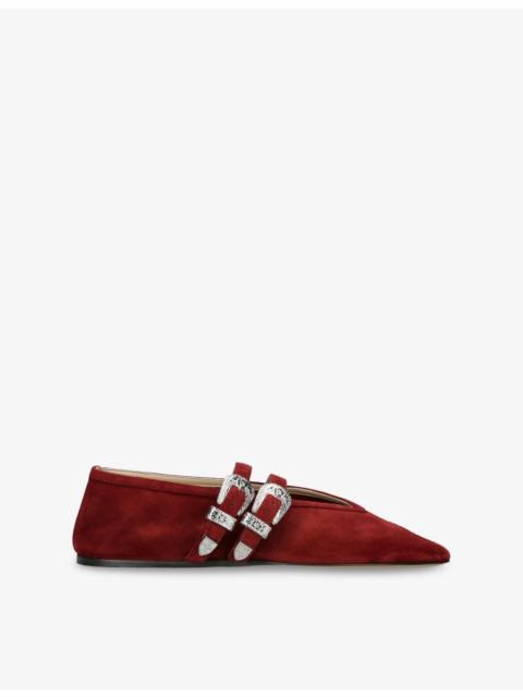 LE MONDE BÉRYL Claudia Double-Buckle Suede Slippers