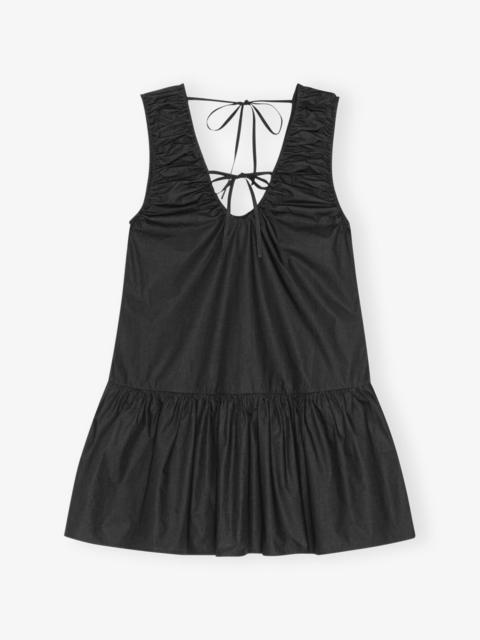 GANNI BLACK COTTON POPLIN MINI DRESS