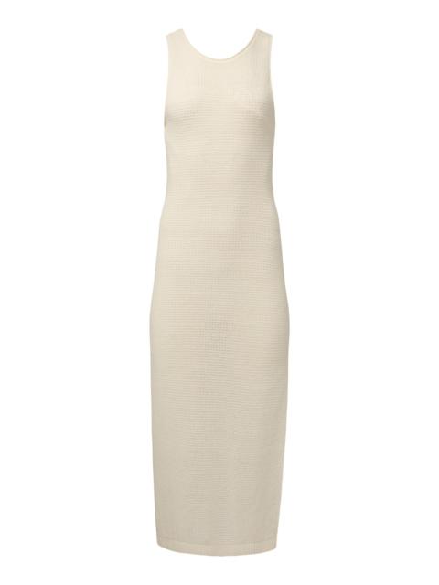 onia Linen Knit Scoop Back Maxi Dress white