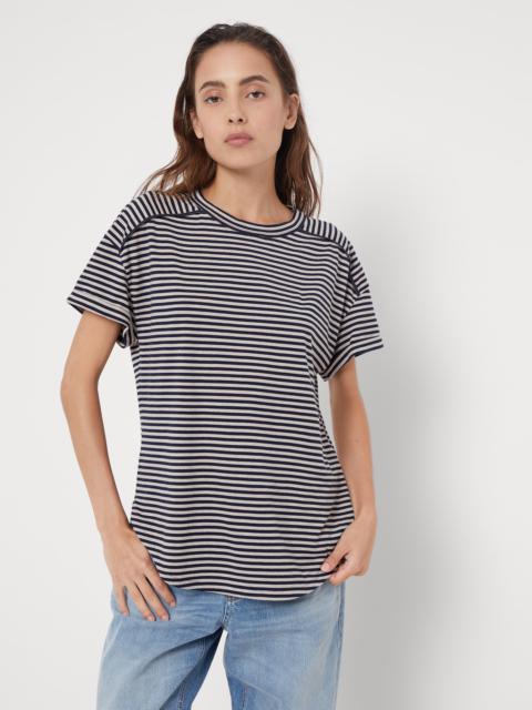 Cotton striped jersey t-shirt with monili