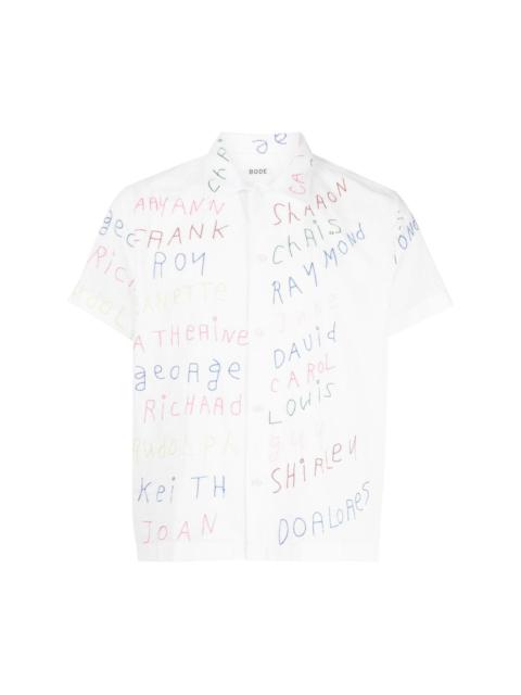 BODE Familial Hall embroidered cotton shirt