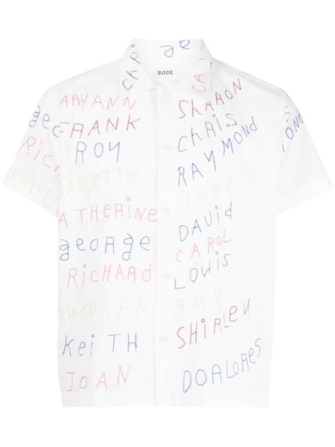 BODE Familial Hall embroidered cotton shirt