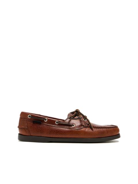 G.H.BASS textured leather lace-up boat shoes