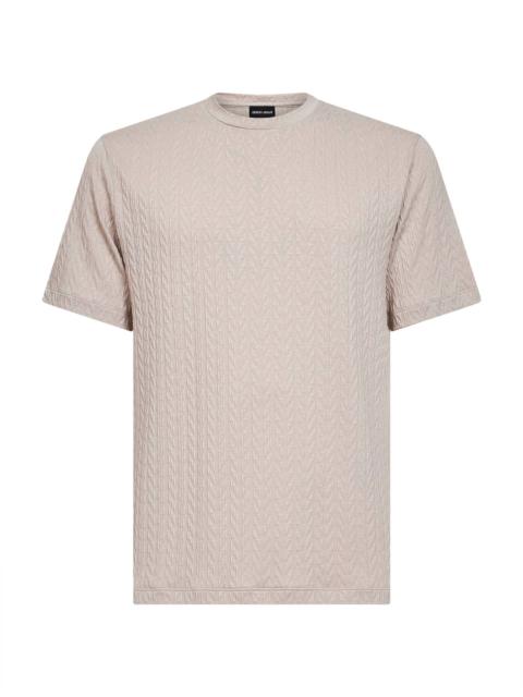GIORGIO ARMANI Beige ASV embossed viscose blend T-shirt